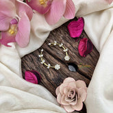 Vriksham Floral Vine CZ Ear Climber-Light Gold Statement EarCuff Stud Earrings-G20267